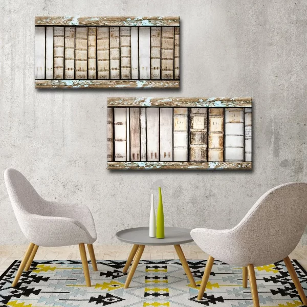 'VINTAGE BOOKSHELF' 2-PC CANVAS ART SET