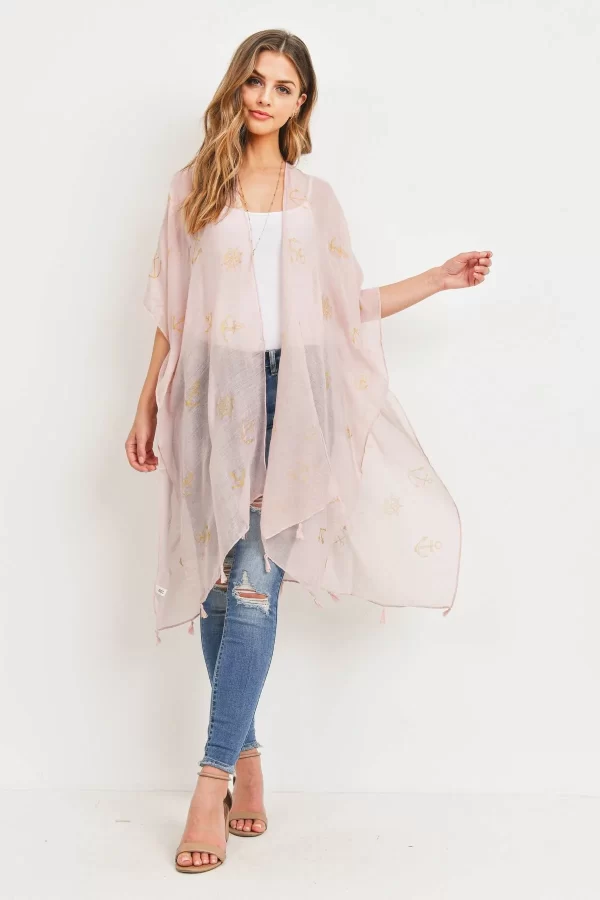 - Pink Lightweight Anchor & Leaf Beach Cover Ups